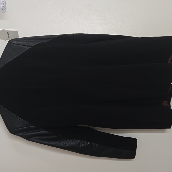 Marc New York Andrew Marc Faux Leather Sleeve Pea Coat - Picture 14 of 16